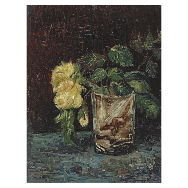 «Glass with Yellow Roses» par Vincent van Gogh - Impression giclée, H 40 po x l 32 po