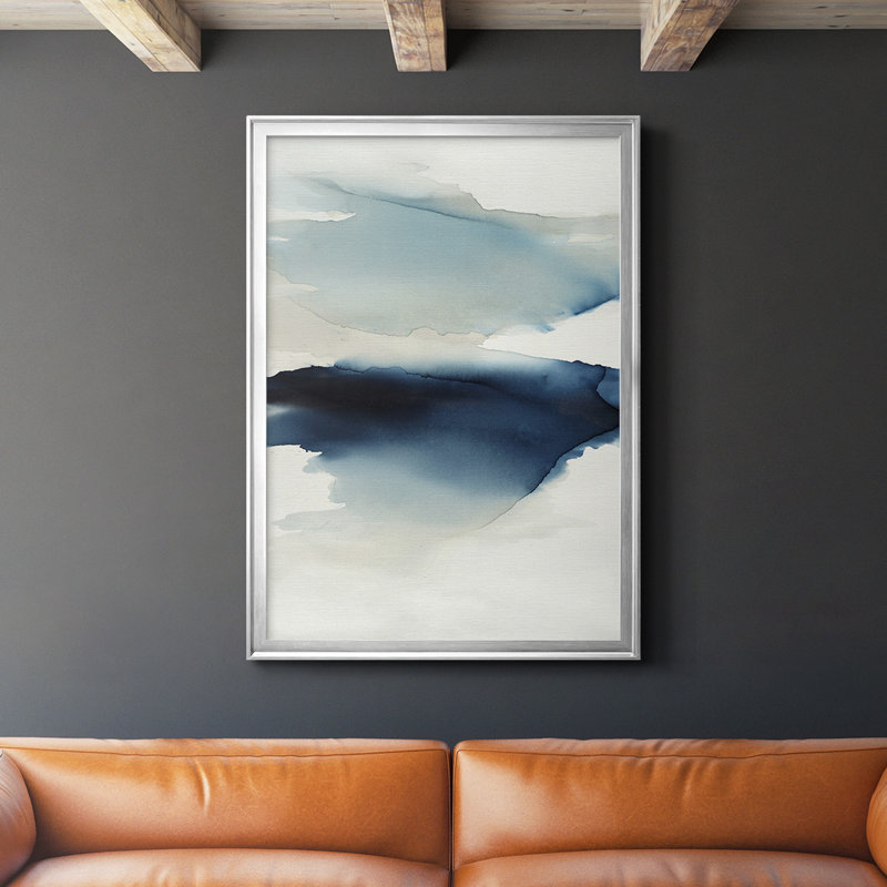 Waves I, reproduction encadrée de qualité supérieure, prête à être accrochée, Encadrement argenté