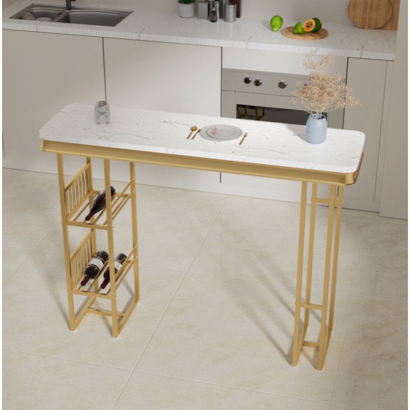 Table basse moderne 55,1 "avec tablettes et table basse dorée moderne