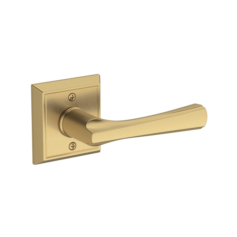 Wyndcliff Passage Lever with Chamfered Square Rose in Venetian Bronze, Satin Brass