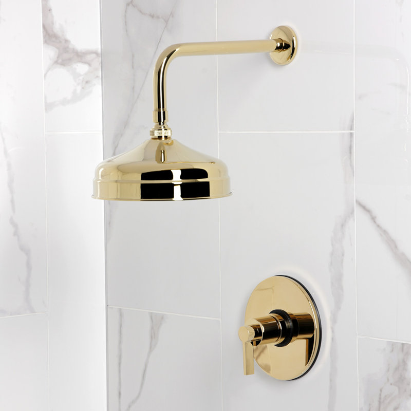 Robinet de douche à pression équilibrée à poignée simple Kingston Brass NuvoFusion, Laiton poli