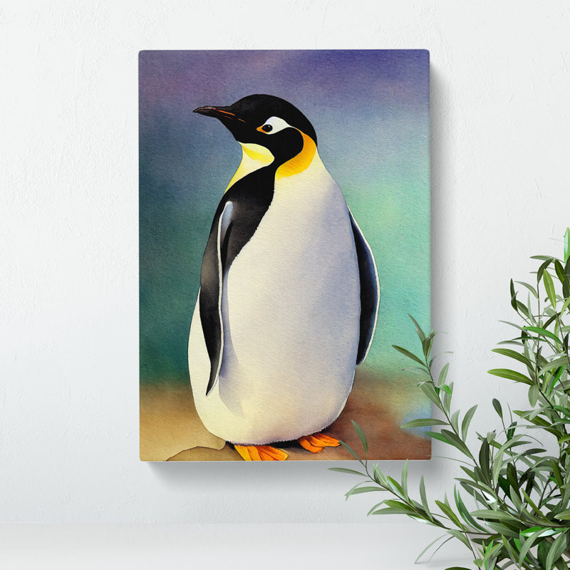XC1022-3494X Penguin In Watercolour No.4 - Wrapped Canvas Print, 60cm H x 40cm W x 2cm D