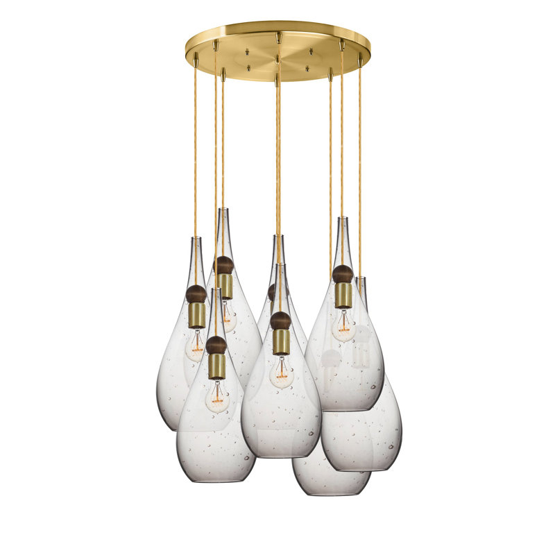 Earth 8 - Light Chandelier, Seeded Glass, Brass, 96" H x 24" W x 24" D