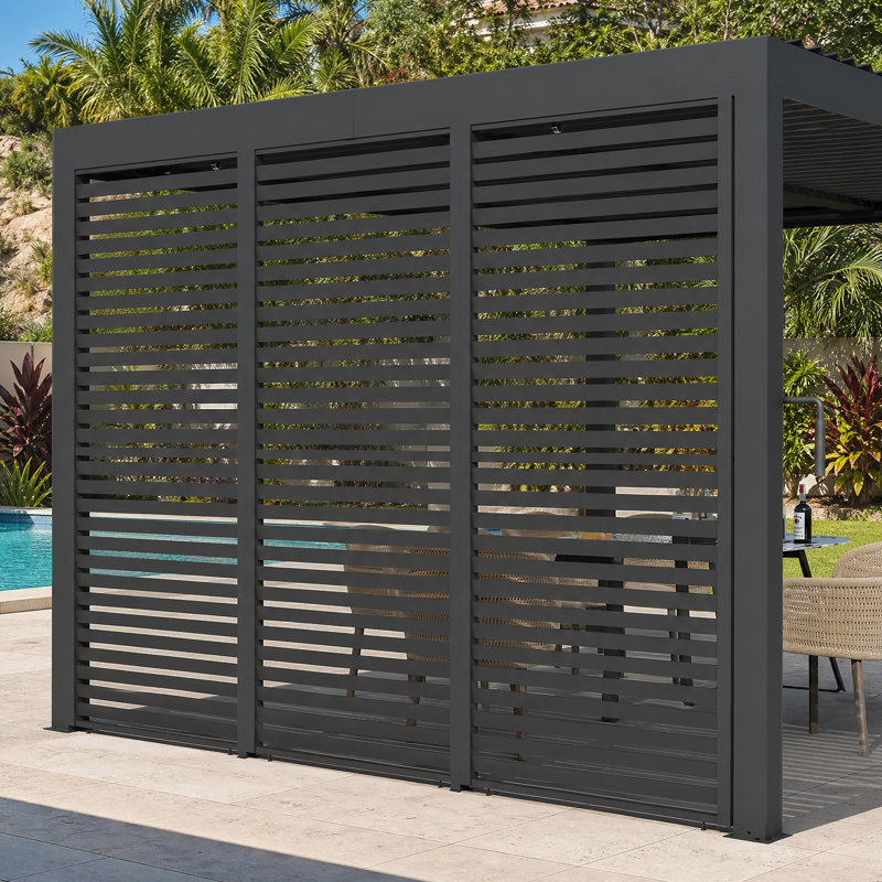 Aurora 10 pi. Panneau mural d'intimité universel pour pergola à persiennes, accessoires en acier galvanisé, écrans de pergola modulaires à installation facile
