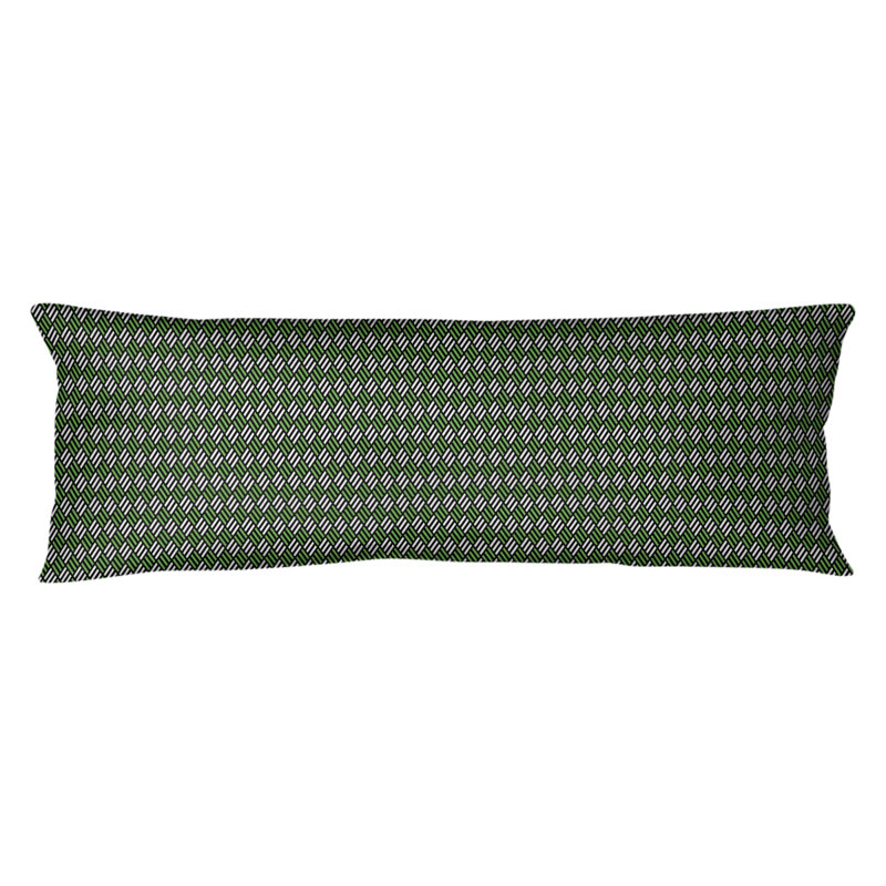 Coussin lombaire à carreaux à rayures, Noir / Vert, Bourre en polyester, Molleton moelleux