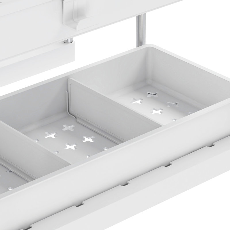 Simplify 2-Tier White Plastic Sink Organizer with Drawer