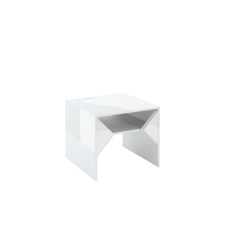 Truffle Solid Coffee Table with Storage, 50cm H x 90cm W x 60cm D, White Gloss