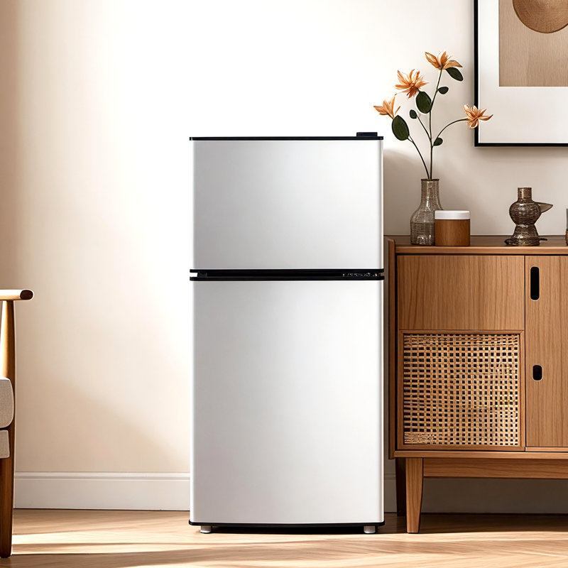 3.5 Cu.ft Mini Fridge With Freezer Mini Fridge With Adjustable Shelves Small Refrigerator With 2-Door For Home, Kitchen, Office And Bedroom