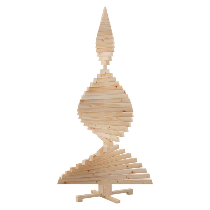  Christmas Trees with Stand Solid pine wood, Natural, 5.91' H