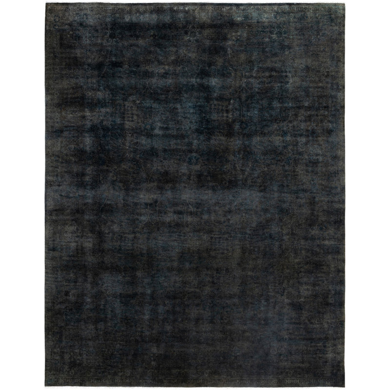 Tapis unique noué à la main Rachal - gris, 9 pi 1 po x 11 pi 8 po