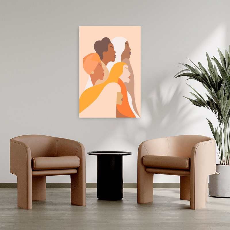 «Diverse Women Profile», impression d'art moderne minimaliste serein, H 36 po x l 24 po