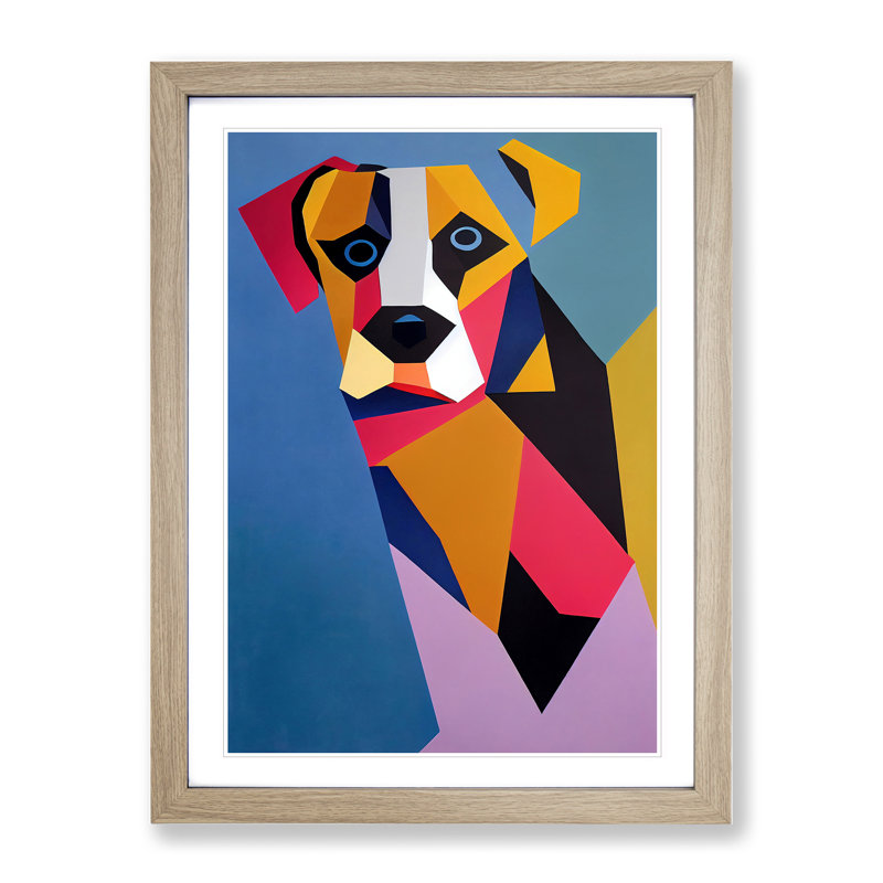 Abstract Dog No.5 - Framed Print, 34cm H x 25cm W x 2cm D, Oak