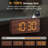 Wooden Digital Alarm Clocks For Bedrooms: Dimmable Dual Alarm Clock With Large Numbers For Bedside Desk - Brown