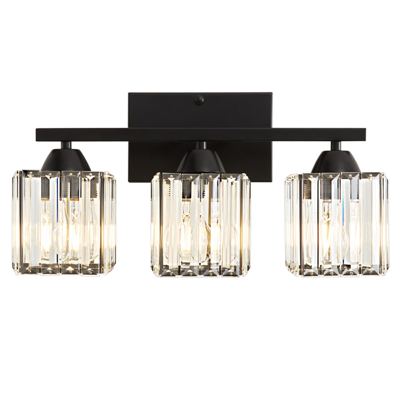Monike 3-Light Dimmable Vanity Light, Matte Black, 3 Lights