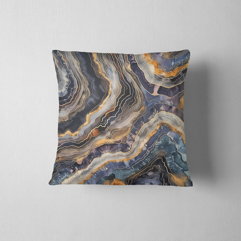 Housse de coussin réversible Agate, H 20 po x l 20 po, Gris/bleu/jaune