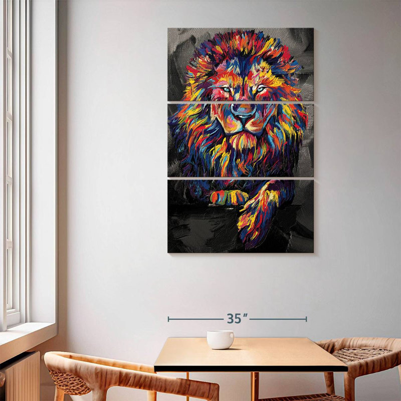 Brampt Lion Lounge couleur abstraite, H 65 po x l 42 po