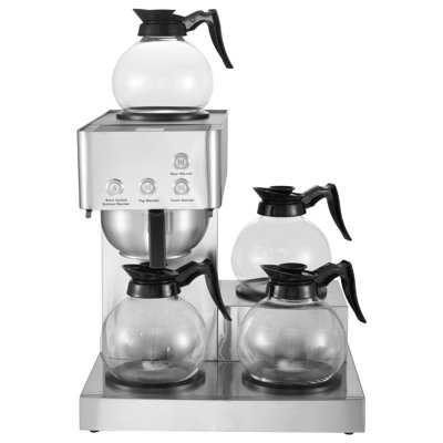 12 Cup Commercial Drip Coffee Maker With 4 Glass Carafes And 4 Warmer Plates, Stainless Steel Coffee Brewer For Office And Restaurant Use