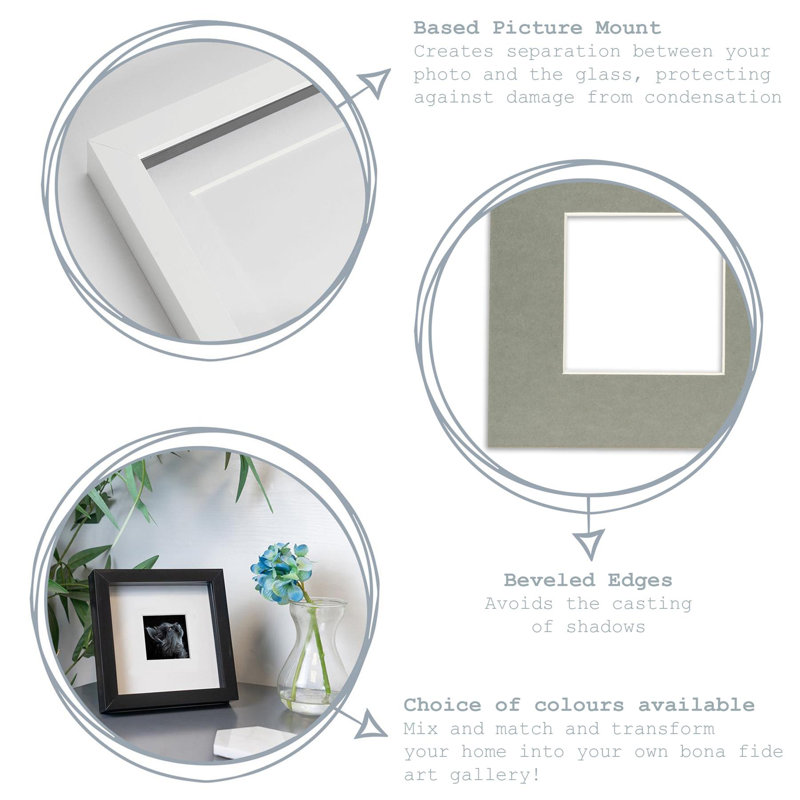 Nicola Spring - 3D Box Photo Frame - 8 x 10" with 4 x 6" Mount, Grey/Black