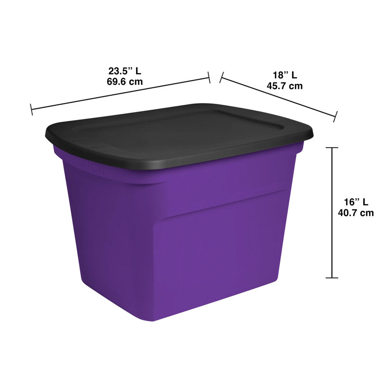 Plastic Tubs & Totes Set, Purple/Black, 16