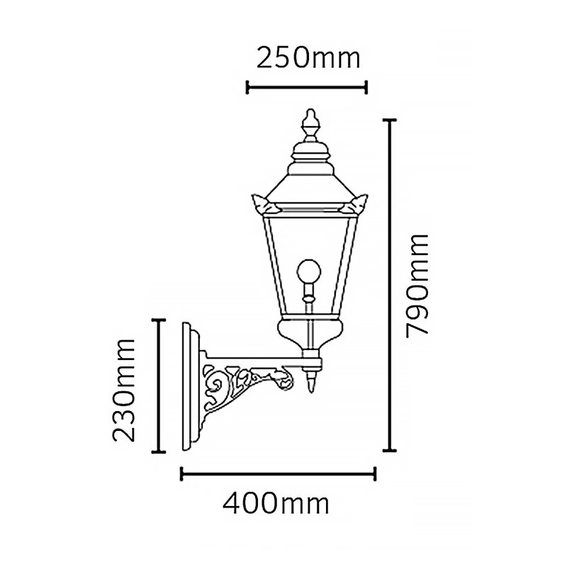 Fajardo Copper Outdoor Wall Lantern, Black, 23.62cm H x 10cm W x 10cm D