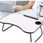 Bureau pour ordinateur portable en métal et bois gris et blanc mat, pliable, surface lisse, rainure pour tasse, idéal pour une utilisation au lit, sur le canapé, dans le jardin ou lors de longs trajets en voiture, bureau pour devoirs et travail d'adultes, fini mat, bois.