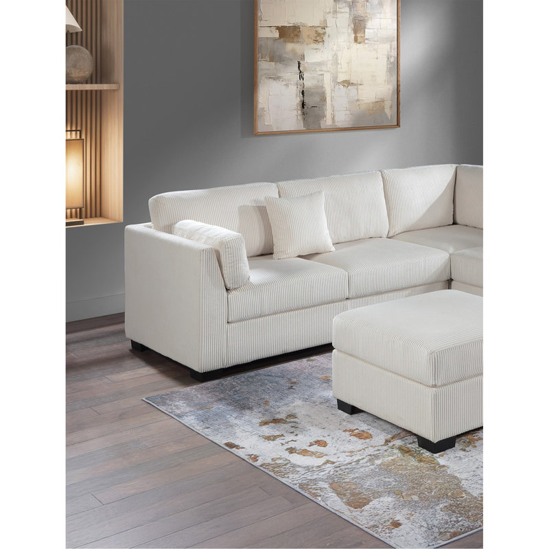 Ensemble de canapé modulaire 4 pièces L-Sectional RAF / LAF, Beige