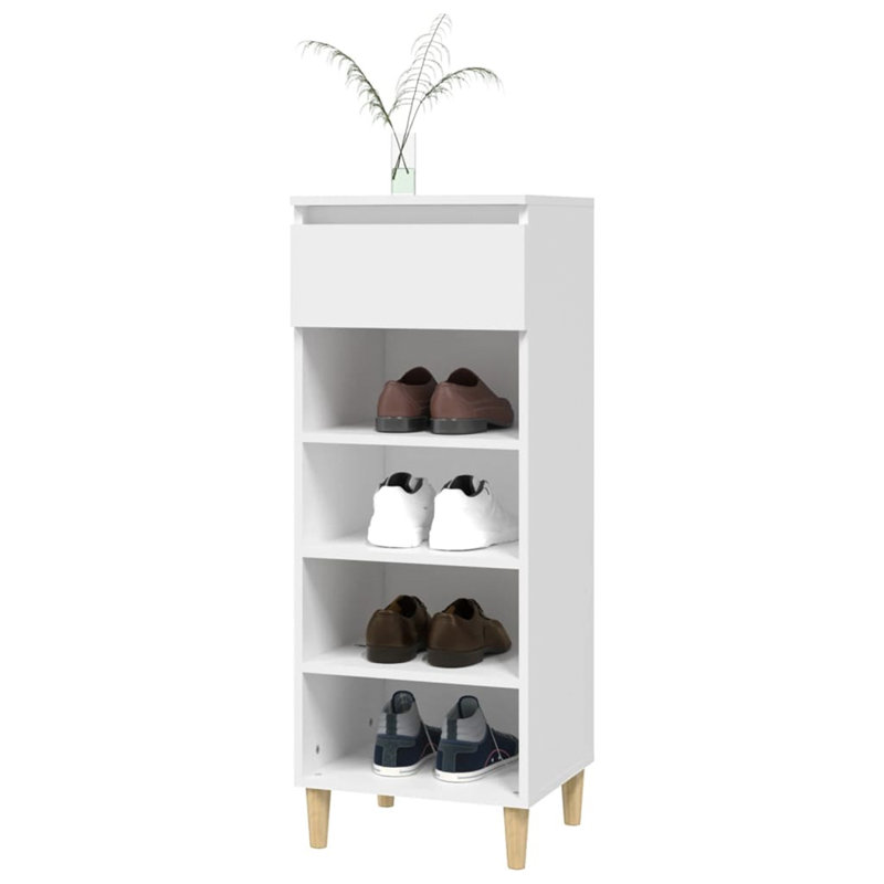 4 Pair Shoe Storage Cabinet, White