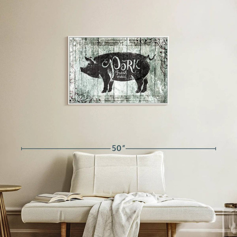Plaque murale Fresh Pork, 31 po x 21 po, Cadre flottant blanc