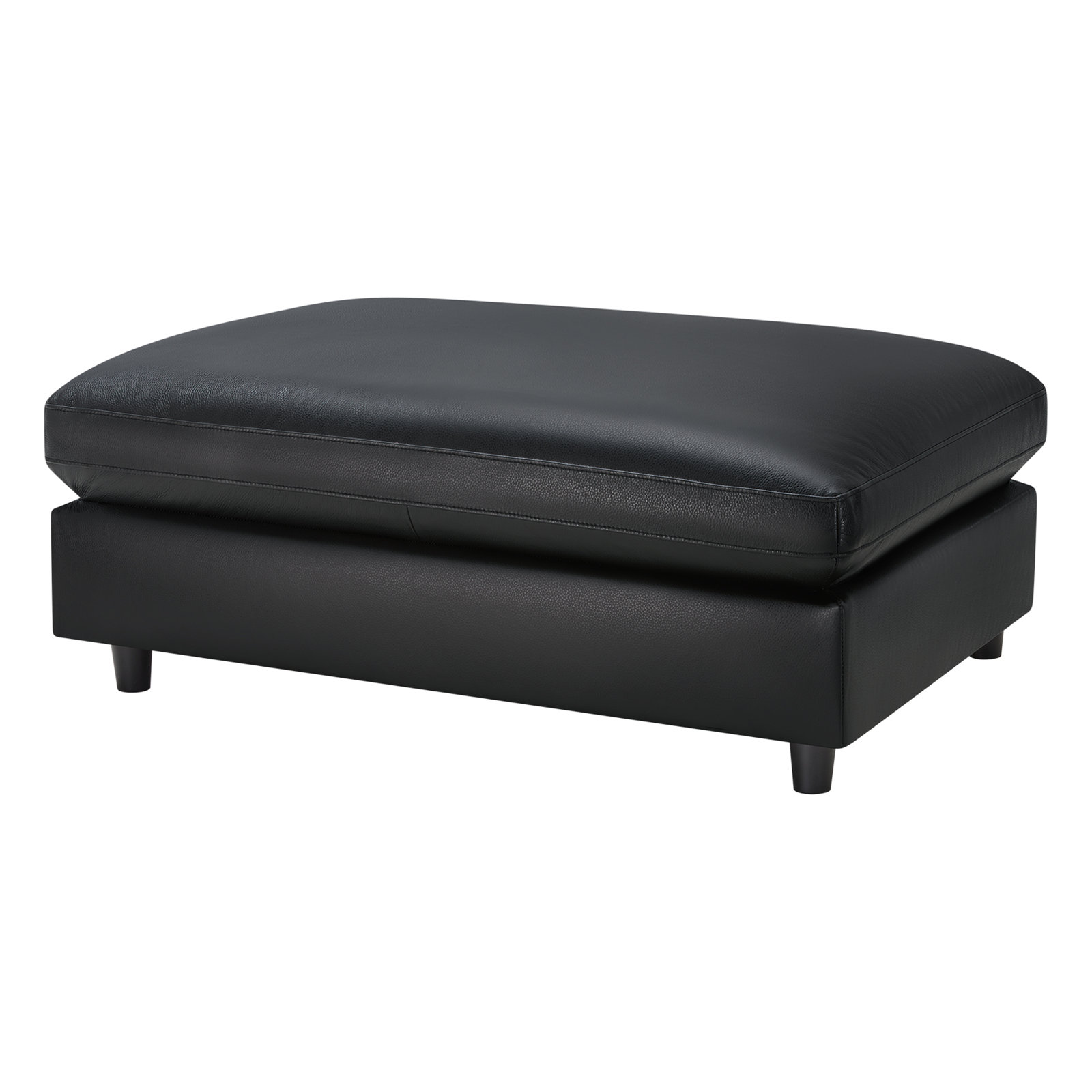 Fleetwood 45" Genuine Leather Rectangle Ottoman, Impression Black Genuine Leather