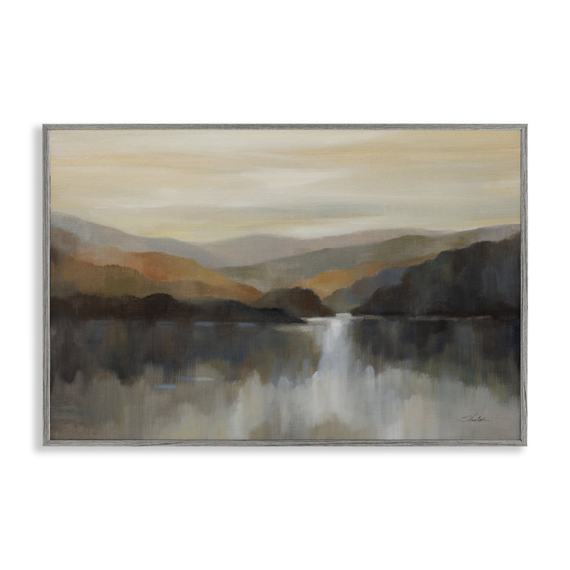 Giclée d'automne encadrée abstraite, par Silvia Vassileva, H 16 po x l 24 po, Estampe numérique Farmhouse
