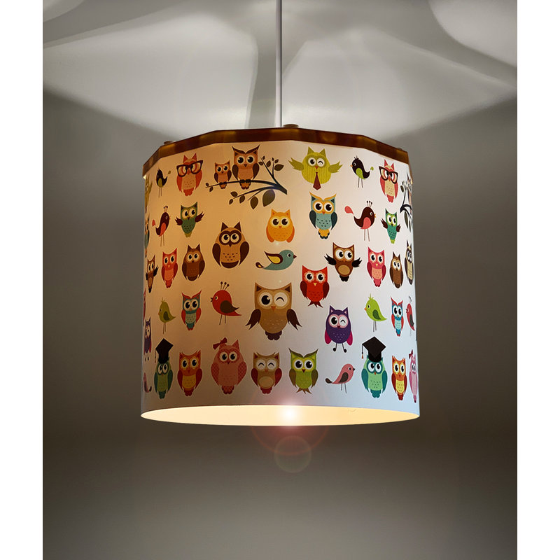 25cm H Polypropylene Drum Pendant Shade ( Spider ) in White