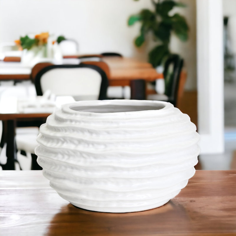 Vase de table en céramique Ghanim, Moyen, Blanc