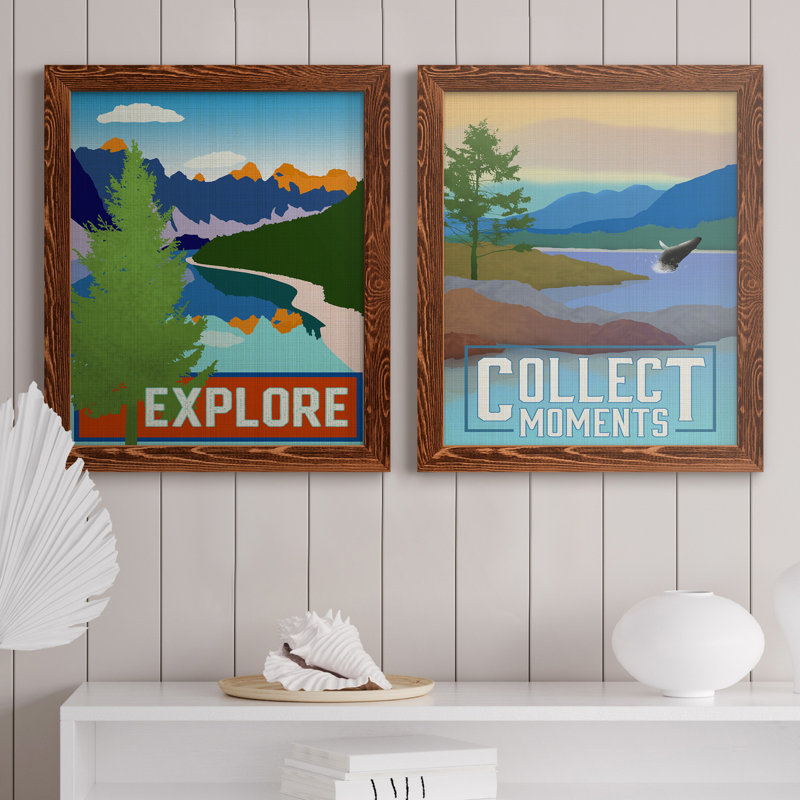Explore - ensemble d'impressions 2 pièces, Toile avec cadre érable, Pas de tapis, H 24 po x l 36 po x P 1,5 po