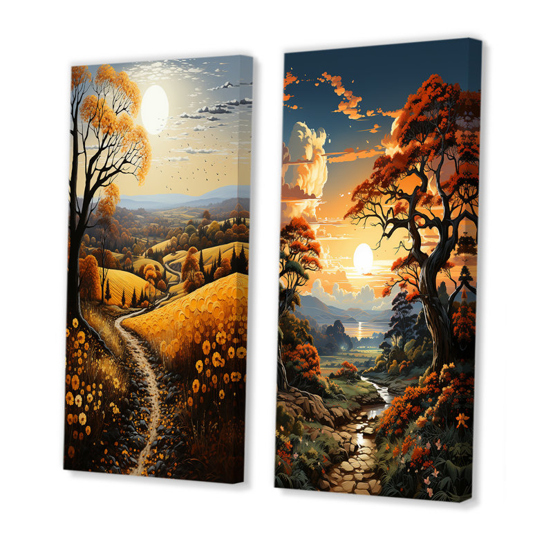 «Countryside Harvest Gold Patchwork», 2 pièces, Toile tendue, H 20 po x l 24 po