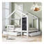 Lit double avec tableau noir et tiroirs, deux options d'assemblage, blanc