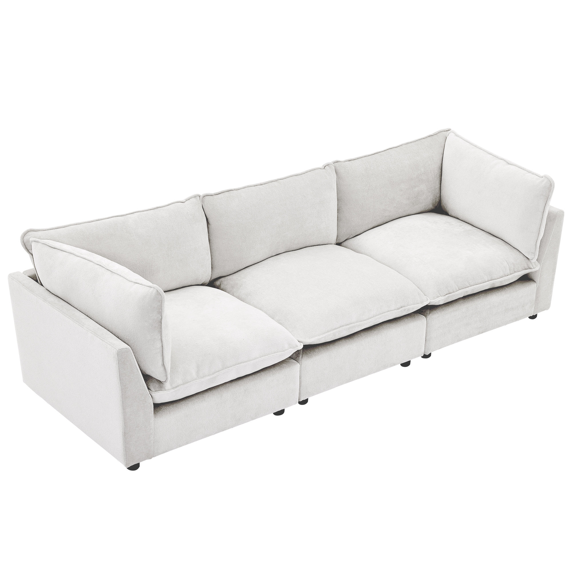 Eagan 106" 3 - Piece Modular Sofa, White Chenille