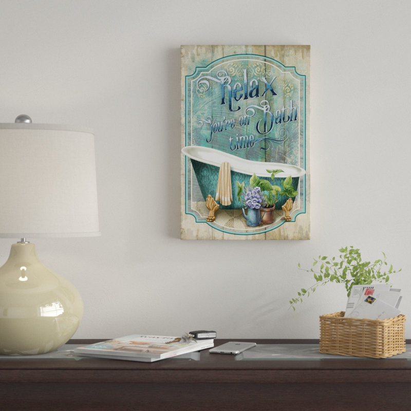 «Your on Bath Time», impression sur toile, H 18 po x l 12 po x P 1,5 po, Toile tendue, Pas de tapis