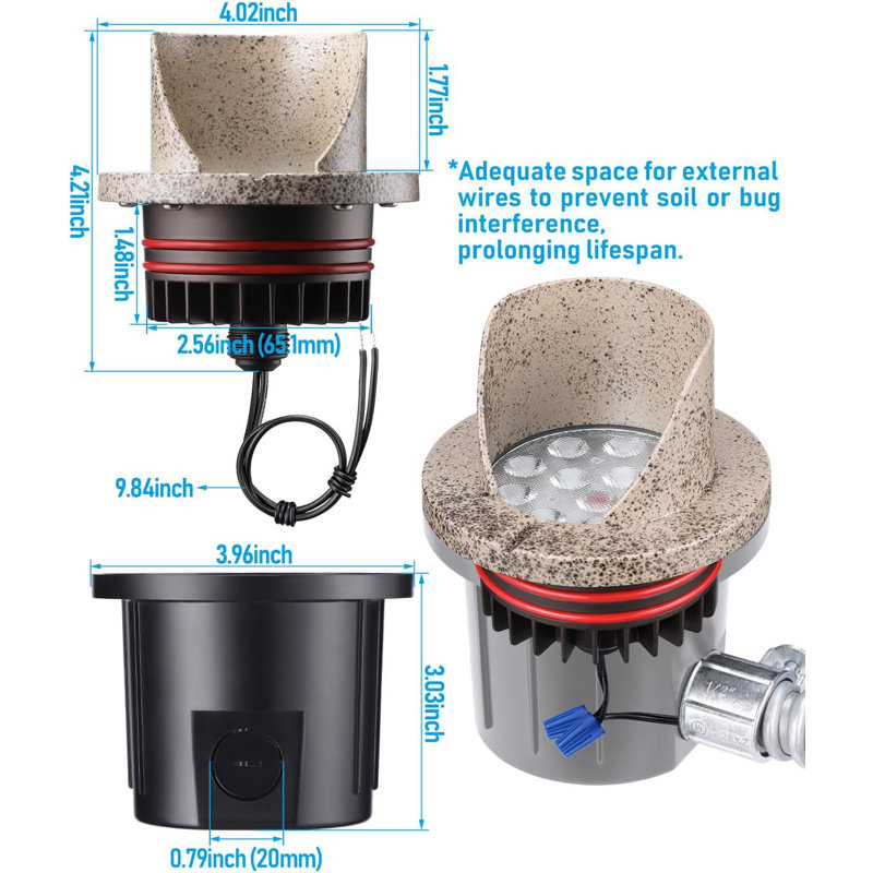  Integrated LED Aluminium Well Light, Pebble Gray