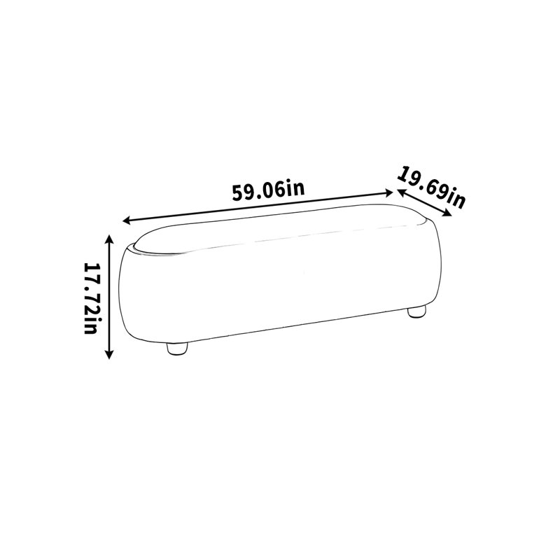 Bancs de style crème, canapés, tabourets et vestiaires, H 17,72 po x l 59,06 po x P 19,69 po