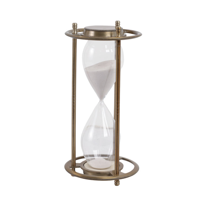 11" Verlice Metal Hourglass, Brown