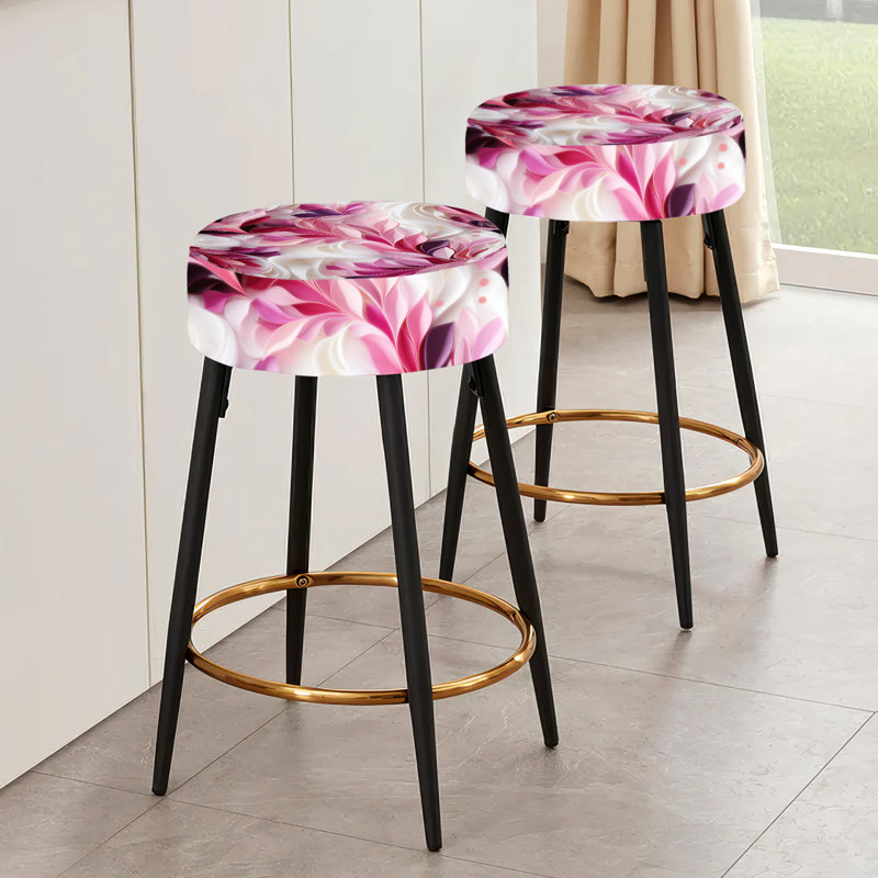 Ensemble de 2 tabourets de bar abstraits roses et blancs Serenity