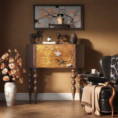 Solid Pine Two Drawer Storage Cabinet