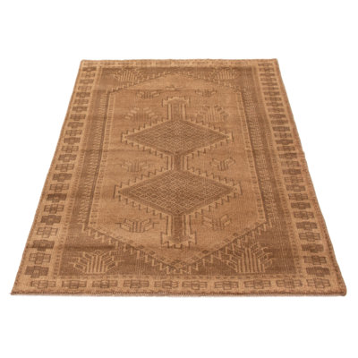 Tapis brun clair unique fait à la main de conception unique 4 pi 8 po x 7 pi 9 po Antalya