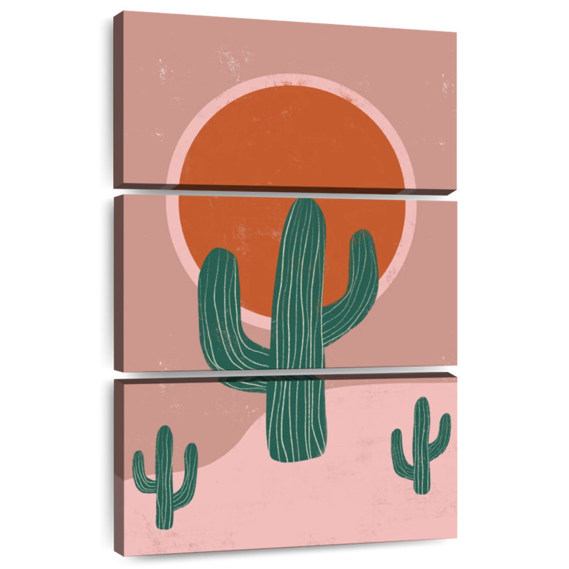Harnek cactus et coucher de soleil, H 57 po x l 36 po