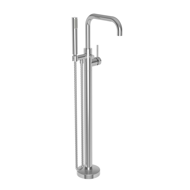 East Square Free Standing Exposed Tub and Hand Shower Set, Polished Chrome