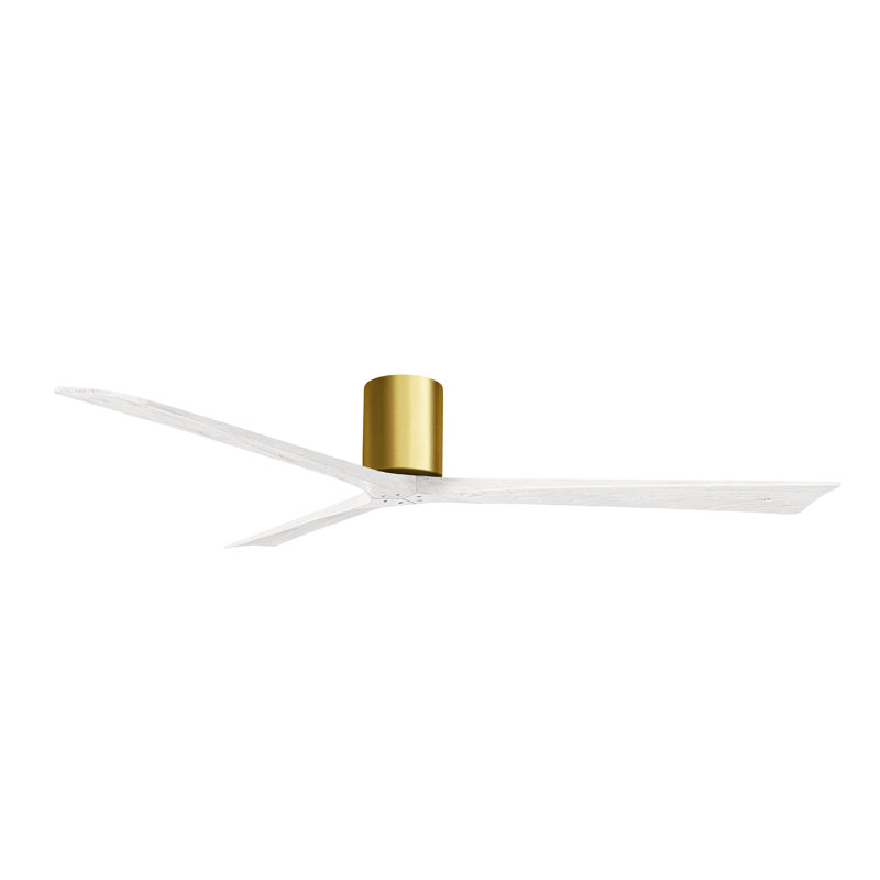 Ventilateur de plafond à 3 pales Olivier, Laiton brossé, Blanc mat, 72"