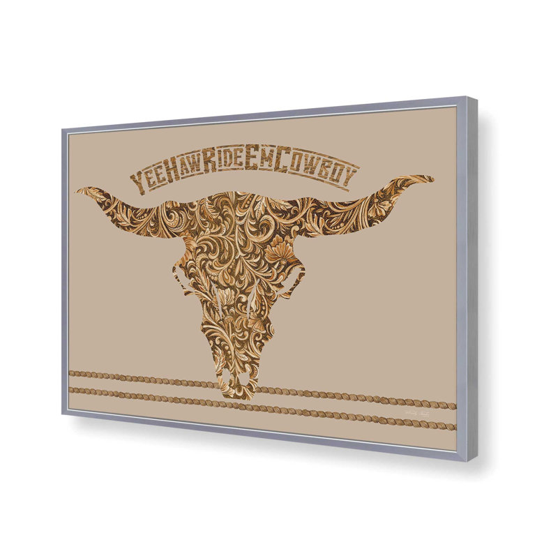 «Yee Haw Ride Em Cowboy» par Cindy Jacobs, reproduction d'art, L 24 po x H 18 po, Argent, Impression encadrée