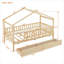 Lit plateforme simple en bois massif à finition naturelle pour chambre d'enfant avec deux tiroirs de rangement intégrés