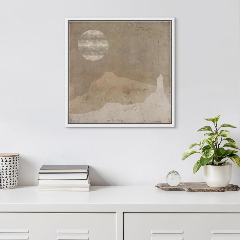 Grunge brun foncé, paysage minimal, formes abstraites, décoration d'art moderne bohème relax / zen nordique, impression sur toile