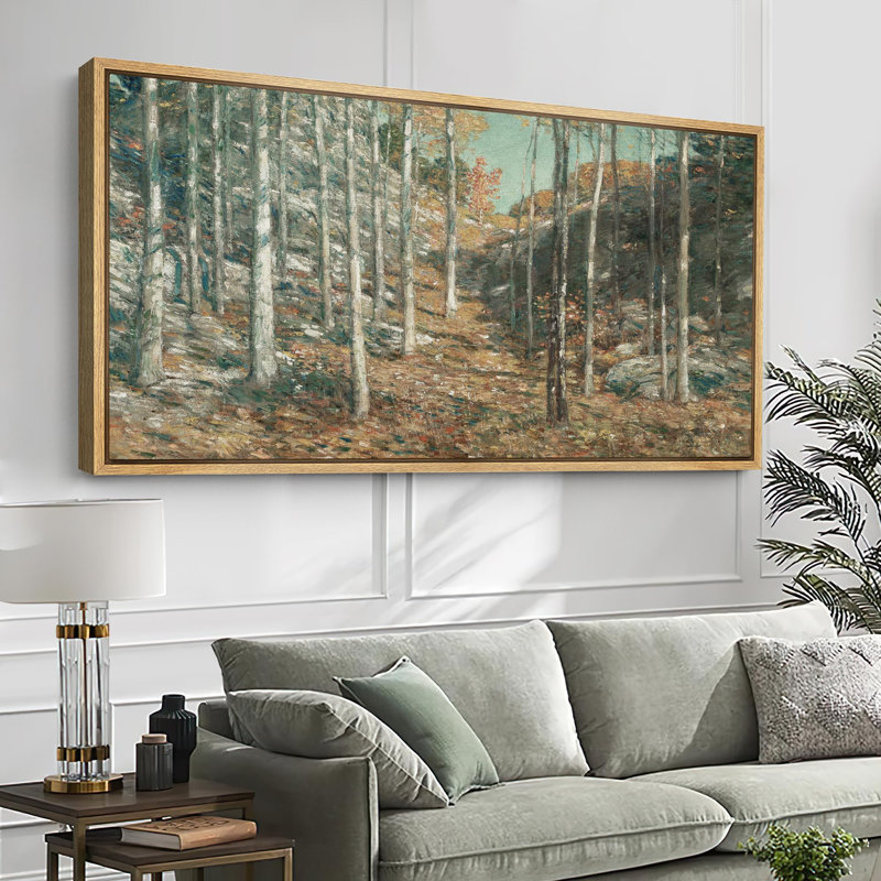Automne, bois, forêt rustique, paysage, art moderne, H 30 po x l 60 po, Naturel